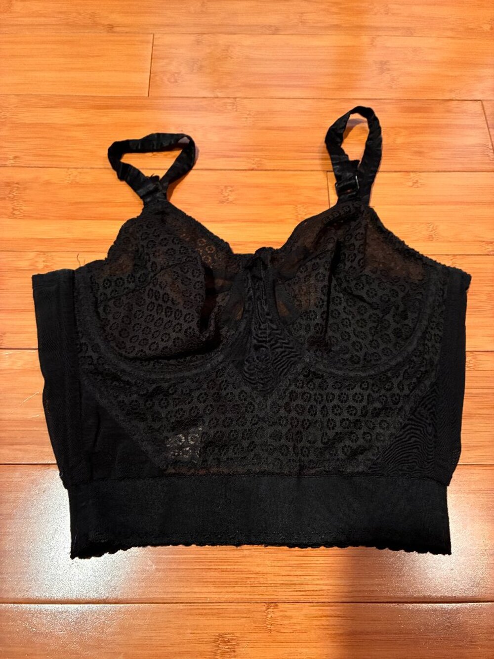 Vintage Long Line Black Bullet Bra 34 D pinup bettie marilyn supportive